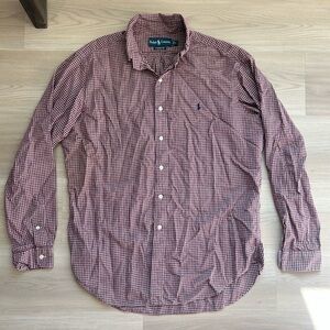 Polo Ralph Lauren Men's Red Gingham Check Long Sleeve Button-Down Shirt Size L